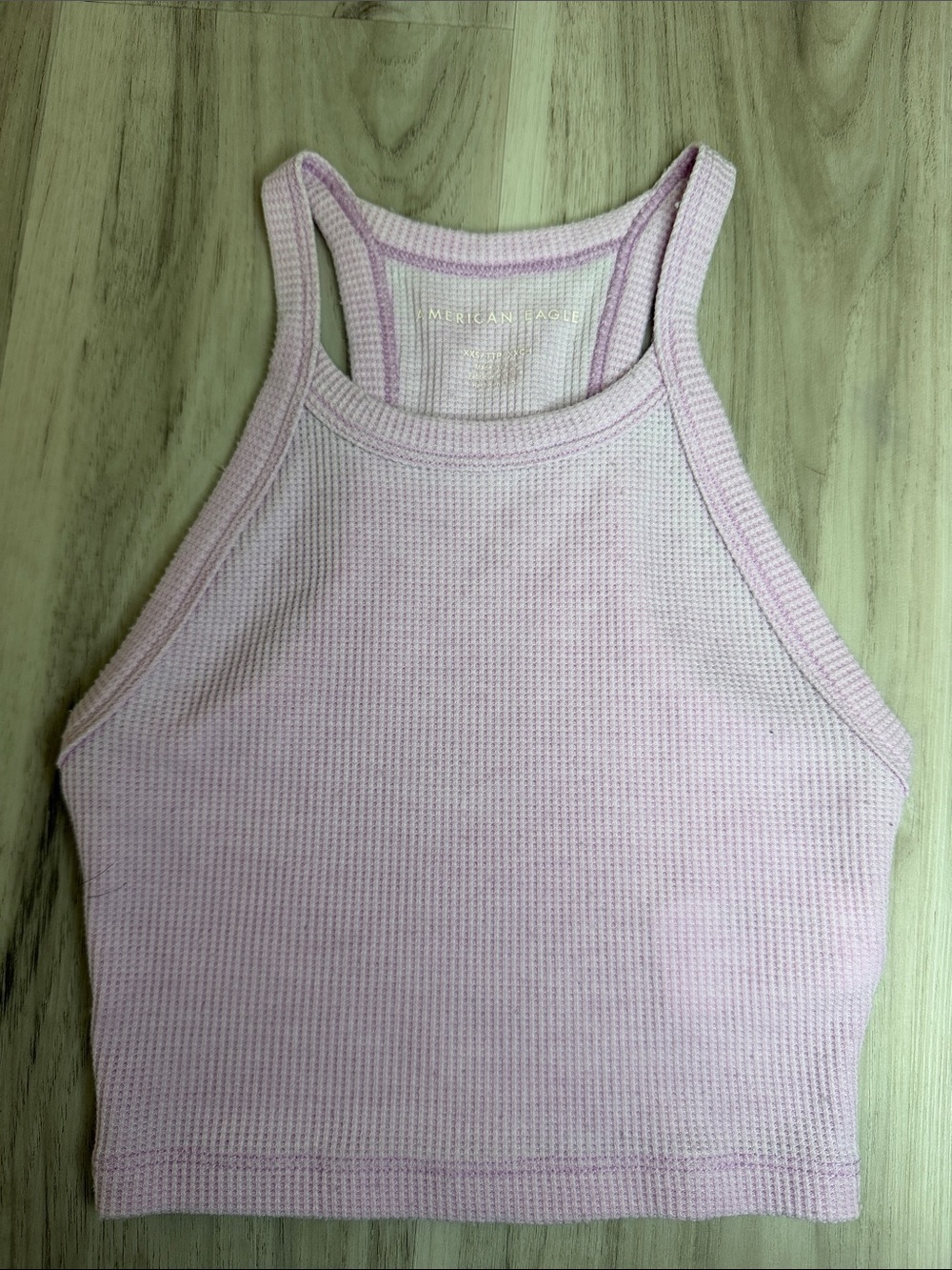 NWOT American Eagle Light Pink Ribbed Halter Crop Top size XXS